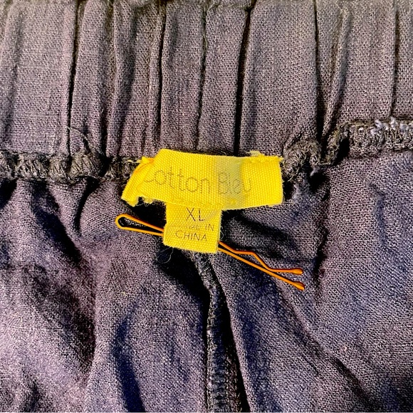 Navy Linen-Blend Elastic-Waist Maternity Shorts - Size XL - Picture 6 of 9